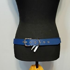3/$25 Navy Blue Women's Belt With Silver Tone Buckle Size XL
